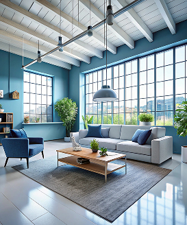 Living room with large windows